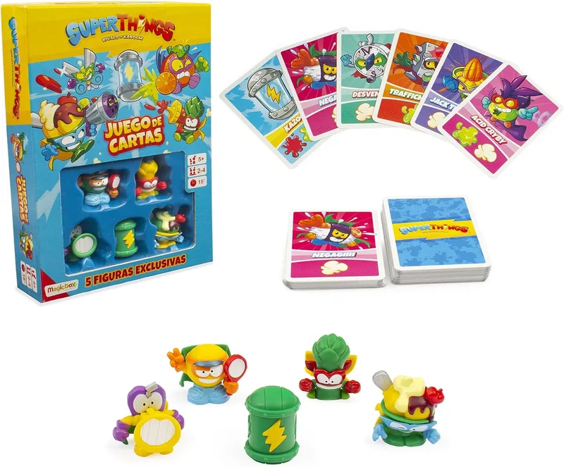 MagicBox ▫️ SUPERTHINGS Rivals of Kaboom Jogo de tabuleiro oficial, jogo de cartas para toda a família, inclui 5 figuras exclusivas, multicolor