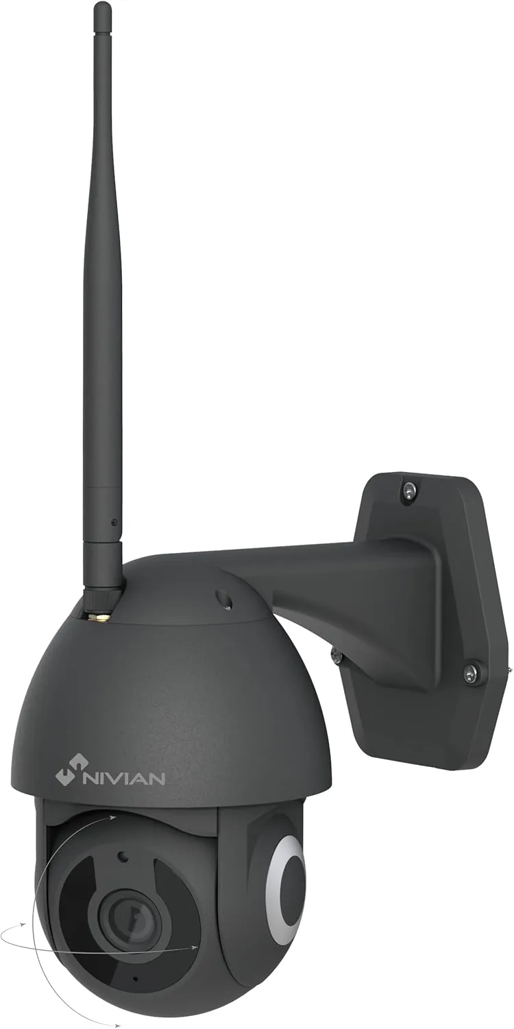NIVIAN ▫️ Câmara PTZ -2.4Ghz-2K Wifi-Movimento remoto de 360º com função de Autotracking e deteção humana-Visão nocturna 10m-Exterior-Compatível com Alexa e Google Home-Controlo remoto com APP Tuya