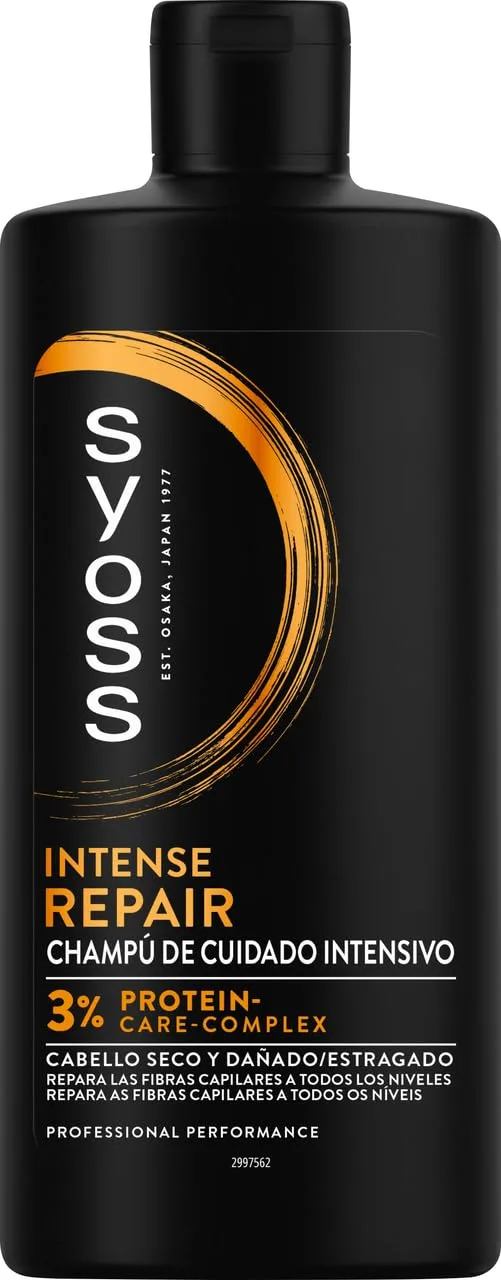Syoss ▫️ Champô Intense Repair Deep Caring 440ml, Champô para Cabelos Secos e Danificados, Repara as Fibras Capilares a Todos os Níveis