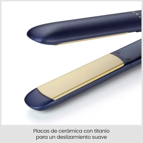 BaByliss ▫️ Alisador de cabelo Midnight Luxe - Placas flutuantes de cerâmica com titânio, deslizamento suave, aquecimento rápido em 30 s, 3 níveis de temperatura até 235 °C, multivoltagem, azul, 2516PE 2