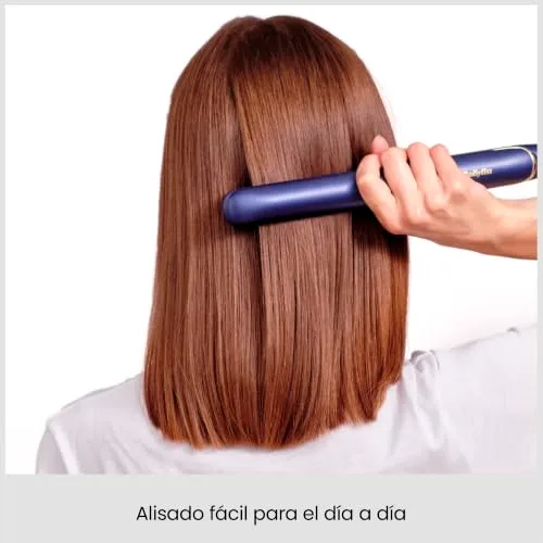 BaByliss ▫️ Alisador de cabelo Midnight Luxe - Placas flutuantes de cerâmica com titânio, deslizamento suave, aquecimento rápido em 30 s, 3 níveis de temperatura até 235 °C, multivoltagem, azul, 2516PE 3