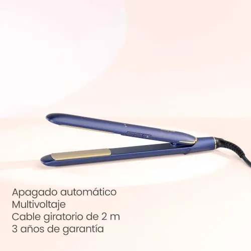BaByliss ▫️ Alisador de cabelo Midnight Luxe - Placas flutuantes de cerâmica com titânio, deslizamento suave, aquecimento rápido em 30 s, 3 níveis de temperatura até 235 °C, multivoltagem, azul, 2516PE 6