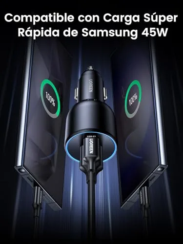 UGREEN ▫️ 130 W Carregador de carro USB-C com 3 portas – Carregador de carro com carregamento rápido de 100 W 3