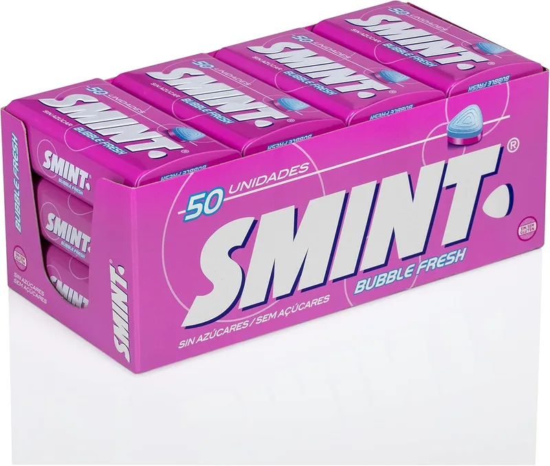 Smint ▫️ Tin Bubblefresh, Caramelo em pó sem açúcar - 12 unidades de 35 gr. (Total 420 gr.)