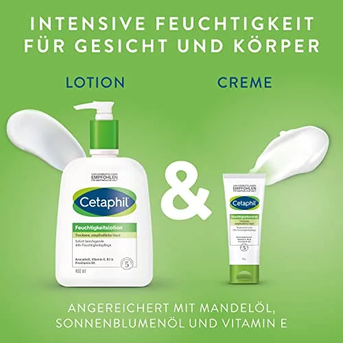 Cetaphil ▫️ Loção hidratante, 460 ml, e creme hidratante, 85 g, para pele seca e sensível do corpo e do rosto; hidrata intensamente durante 48 horas; clinicamente testado em peles sensíveis 2