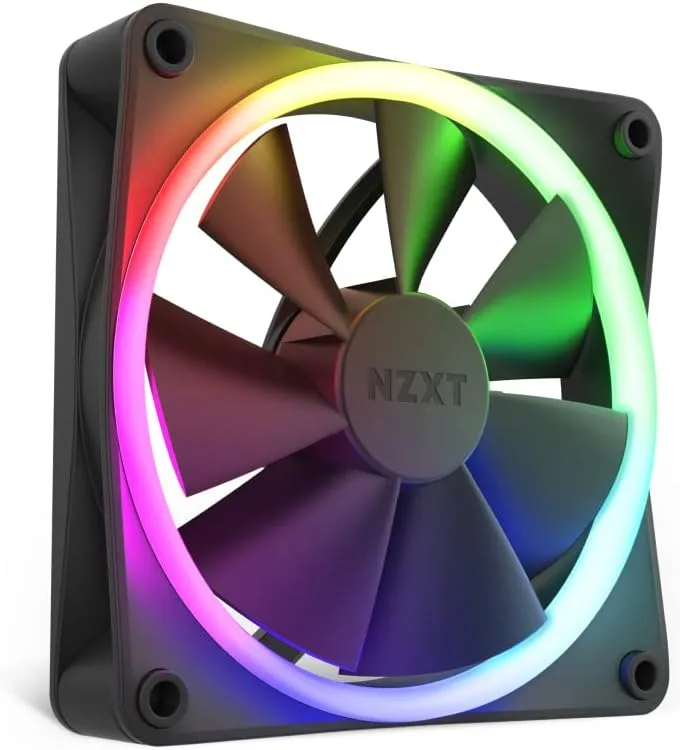 NZXT ▫️ Ventoinhas F120 RGB - RF-R12SF-B1 - Ajuste avançado da iluminação - Arrefecimento silencioso - Simples (ventoinha e controlador necessários e não incluídos) - Ventoinha de 120 mm - Preto