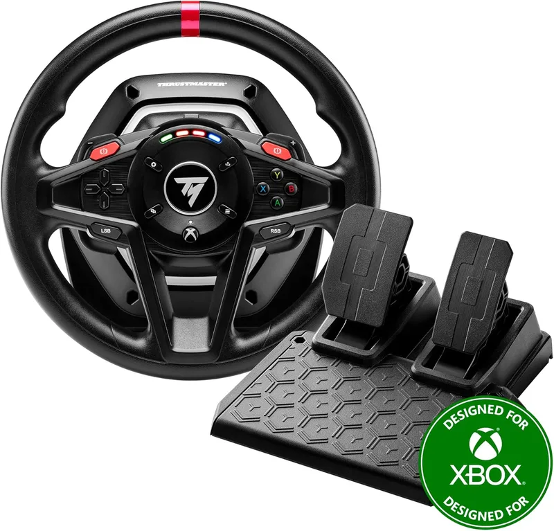 Thrustmaster ▫️ T128 - Volante de Corrida para Xbox X Series X|S, Xbox One e PC (Force Feedback Optimizado, LEDs de Velocidade, Inclui 3 Pedais Magnéticos T2PM) Preto