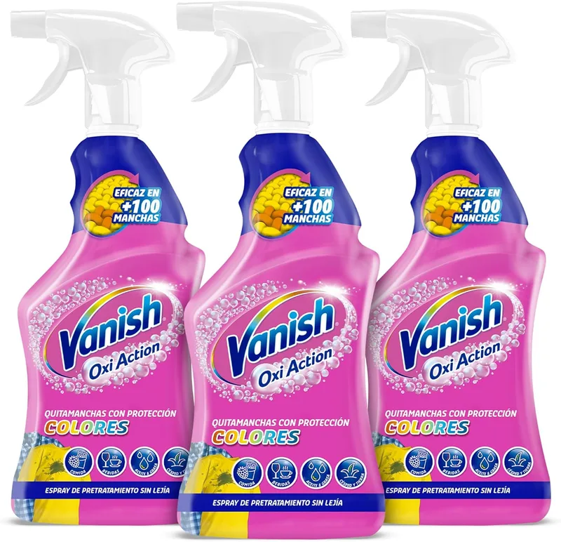 Vanish ▫️ Oxi Action - Removedor de manchas do dia-a-dia para roupa, em spray, sem lixívia - Embalagem de 3 x 750 ml ()