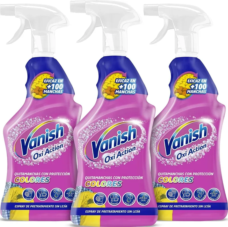 Vanish ▫️ Oxi Action - Removedor de manchas do dia-a-dia para roupa, em spray, sem lixívia - Embalagem de 3 x 750 ml ()