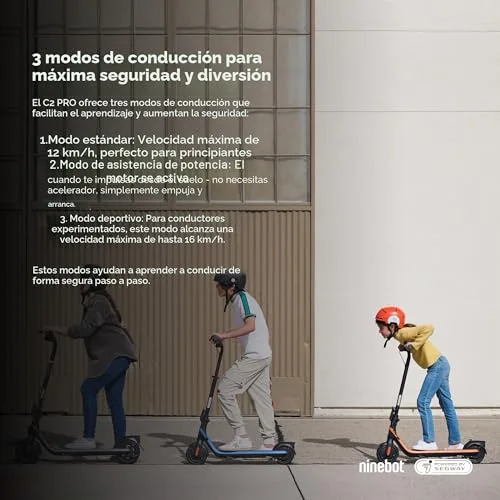 Segway-Ninebot ▫️ C2 Pro E, Patinete elétrico para crianças e adolescentes, velocidade máxima de 16 km/h, autonomia de 17 km, 3 modos de condução 3