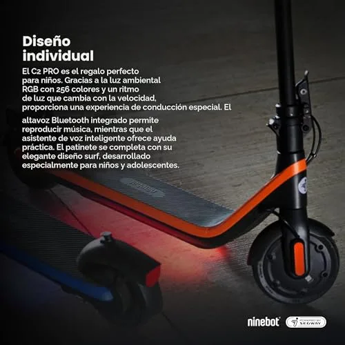 Segway-Ninebot ▫️ C2 Pro E, Patinete elétrico para crianças e adolescentes, velocidade máxima de 16 km/h, autonomia de 17 km, 3 modos de condução 4