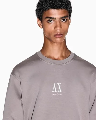 Armani Exchange ▫️ Icon Project, logótipo bordado, camisola de gola redonda para homem 2