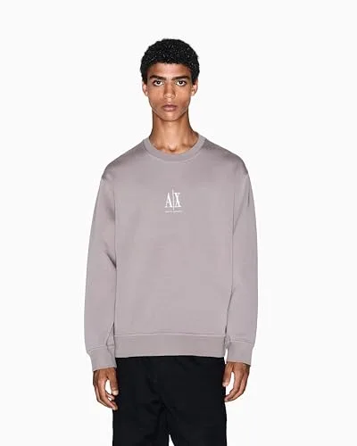 Armani Exchange ▫️ Icon Project, logótipo bordado, camisola de gola redonda para homem 3