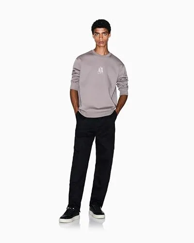 Armani Exchange ▫️ Icon Project, logótipo bordado, camisola de gola redonda para homem 4