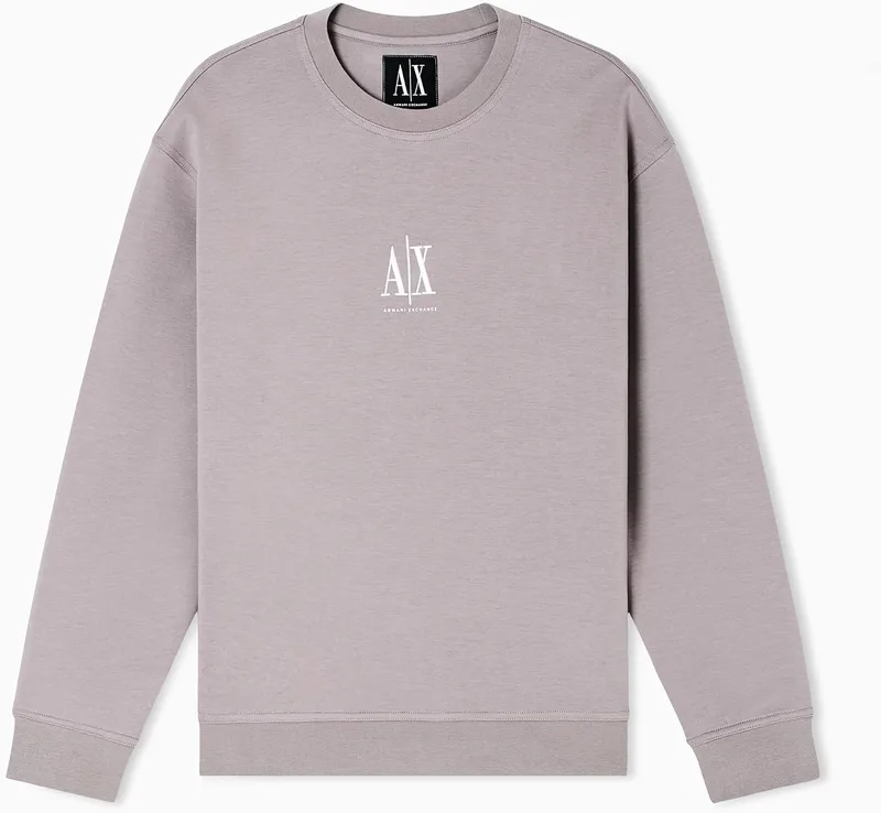 Armani Exchange ▫️ Icon Project, logótipo bordado, camisola de gola redonda para homem