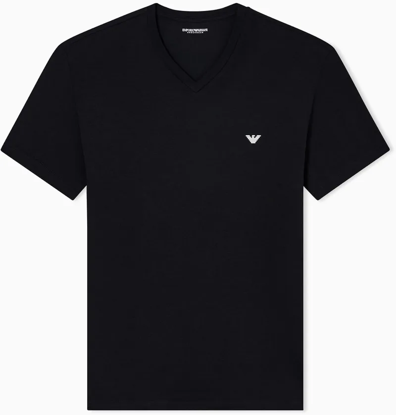 Emporio Armani ▫️ T-Shirt de algodão Essential T-Shirt com decote em V para homem