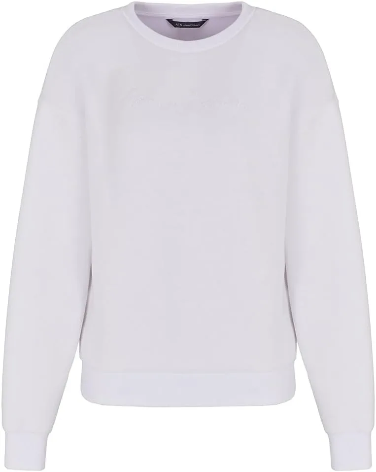 Armani Exchange ▫️ Essential, logótipo bordado, camisola de gola redonda para mulher