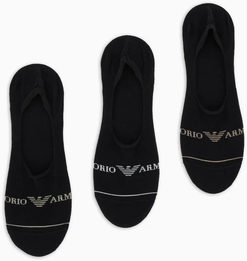 Emporio Armani ▫️ Conjunto de 3 pares de meias com logótipo para homem - Meias invisíveis