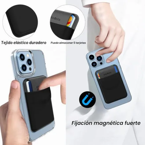 Phelinta ▫️ Carteira Magnética Compatível com MagSafe Wallet para iPhone 18 Pro Max/18 Pro/17/Air/16/15/14/13/12, Carteiras Magnéticas para Cartões de Crédito, Com Capacidade para 5 Cartões 4