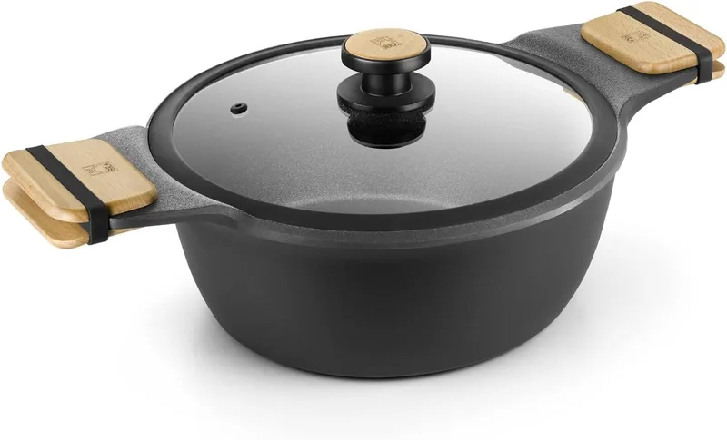 BRA ▫️ Caçarola Market com 20 cm de altura, alumínio fundido com revestimento antiaderente, sem PFOA, adequada para todos os tipos de fogões, incluindo de indução