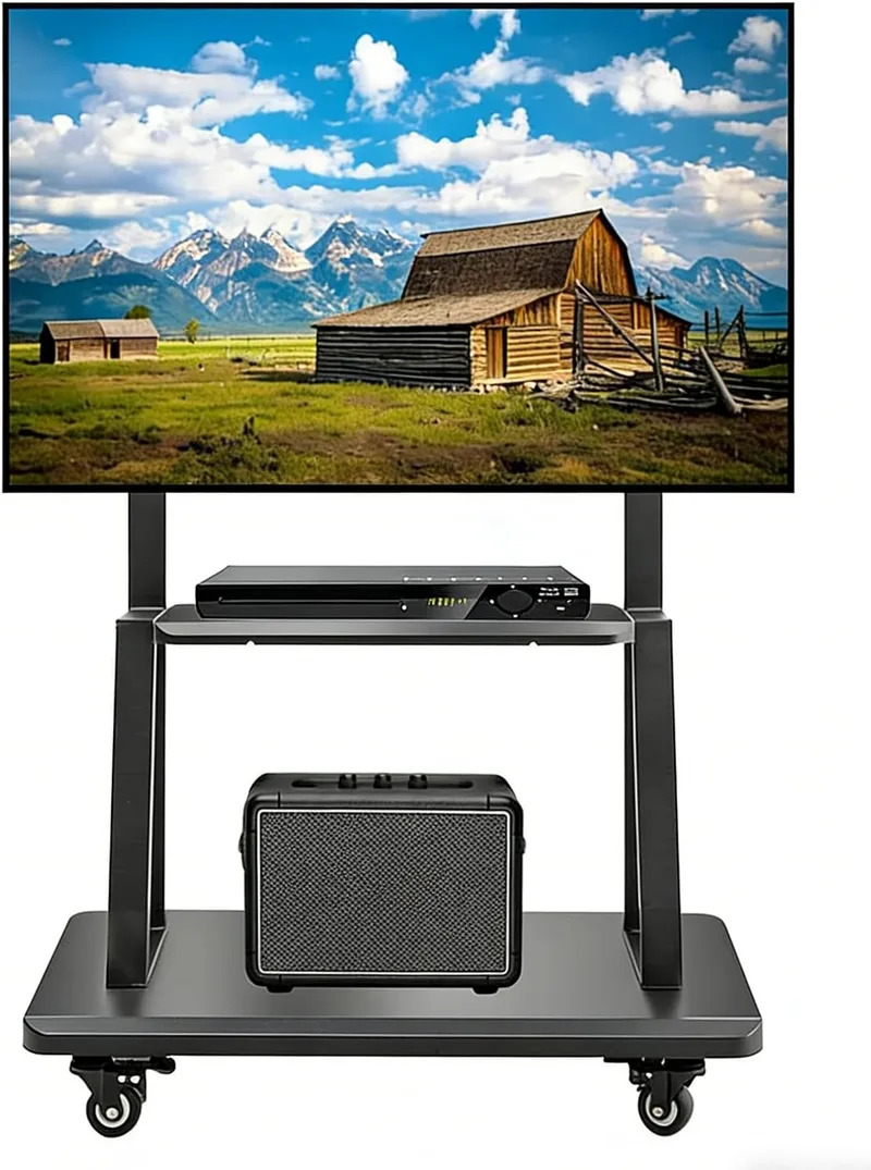 Hellsehen ▫️ Suporte para TV móvel, carrinho de TV com rodas e altura ajustável, suporte de chão resistente para ecrãs planos LCD, LED e OLED de 32 a 190,5 cm, quadro inteligente móvel, capacidade