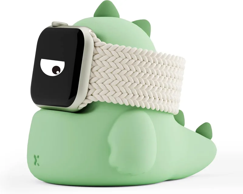 ELETIUO ▫️ Suporte de carregamento compatível com o Apple Watch Series Ultra/8/SE2/7/6/SE/5/4/3/3/2/1, base de carregamento do iWatch em forma de dinossauro, compatível com o modo de descanso, verde menta