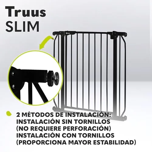 lionelo ▫️ Truus Slim - Grade de proteção para escadas, sem necessidade de perfuração, Grade de proteção para portas, Grade para portas para bebés, Metal, Largura de 75 a 105 cm, Ajustável 3