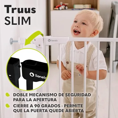 lionelo ▫️ Truus Slim - Grade de proteção para escadas, sem necessidade de perfuração, Grade de proteção para portas, Grade para portas para bebés, Metal, Largura de 75 a 105 cm, Ajustável 6