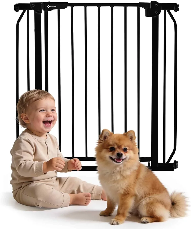 lionelo ▫️ Truus Slim - Grade de proteção para escadas, sem necessidade de perfuração, Grade de proteção para portas, Grade para portas para bebés, Metal, Largura de 75 a 105 cm, Ajustável