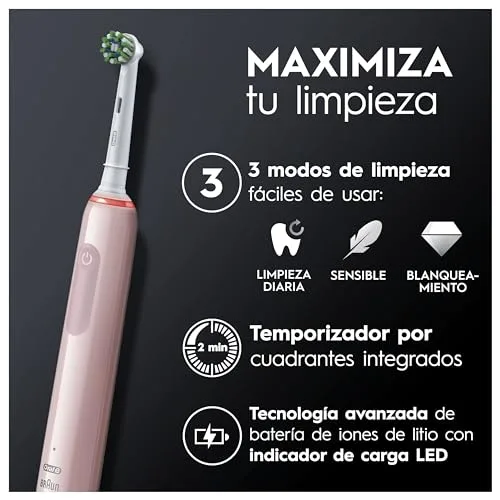 Oral-B ▫️ Escovas de dentes elétricas Pro 3 3900N, pretas e cor-de-rosa, embalagem de 2 4