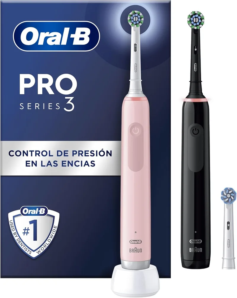 Oral-B ▫️ Escovas de dentes elétricas Pro 3 3900N, pretas e cor-de-rosa, embalagem de 2