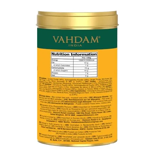 VAHDAM ▫️ Golden Milk, Leite Dourado em Pó com Curcuma e Ashwagandha 100 g | Preparação Quente ou Fria 2