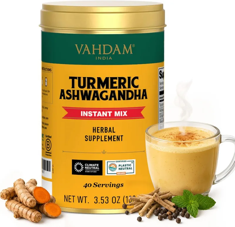 VAHDAM ▫️ Golden Milk, Leite Dourado em Pó com Curcuma e Ashwagandha 100 g | Preparação Quente ou Fria