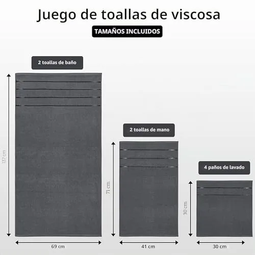 Utopia Towels ▫️ Conjunto de toalhas de banho de 8 peças (cinzento) 2