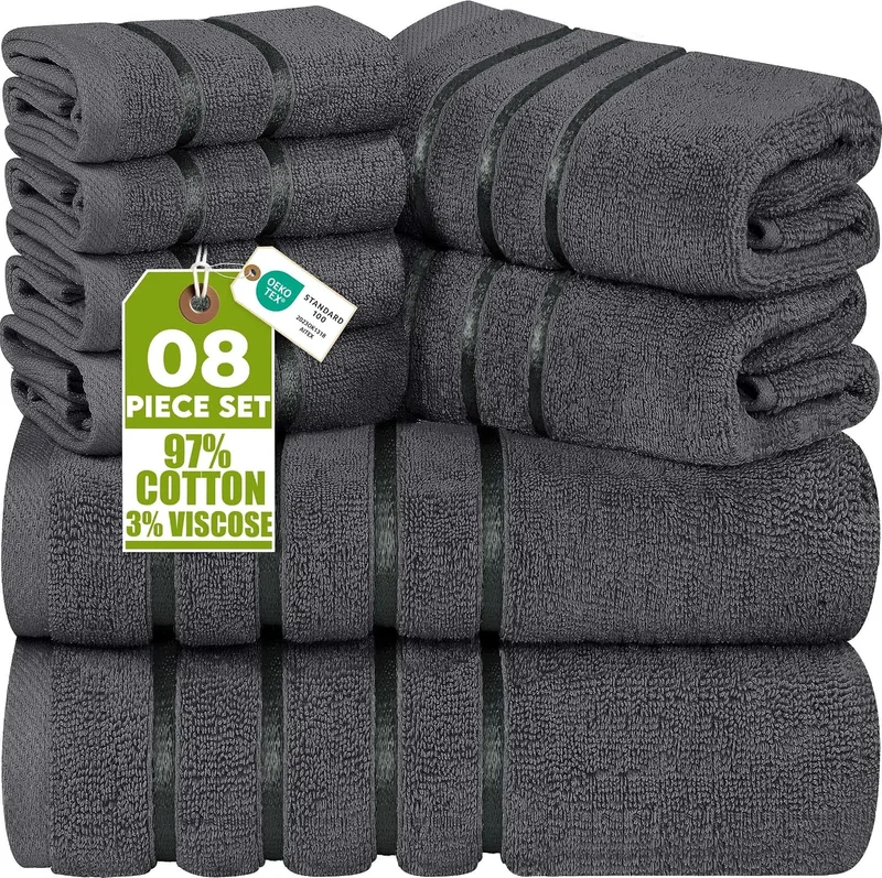 Utopia Towels ▫️ Conjunto de toalhas de banho de 8 peças (cinzento)