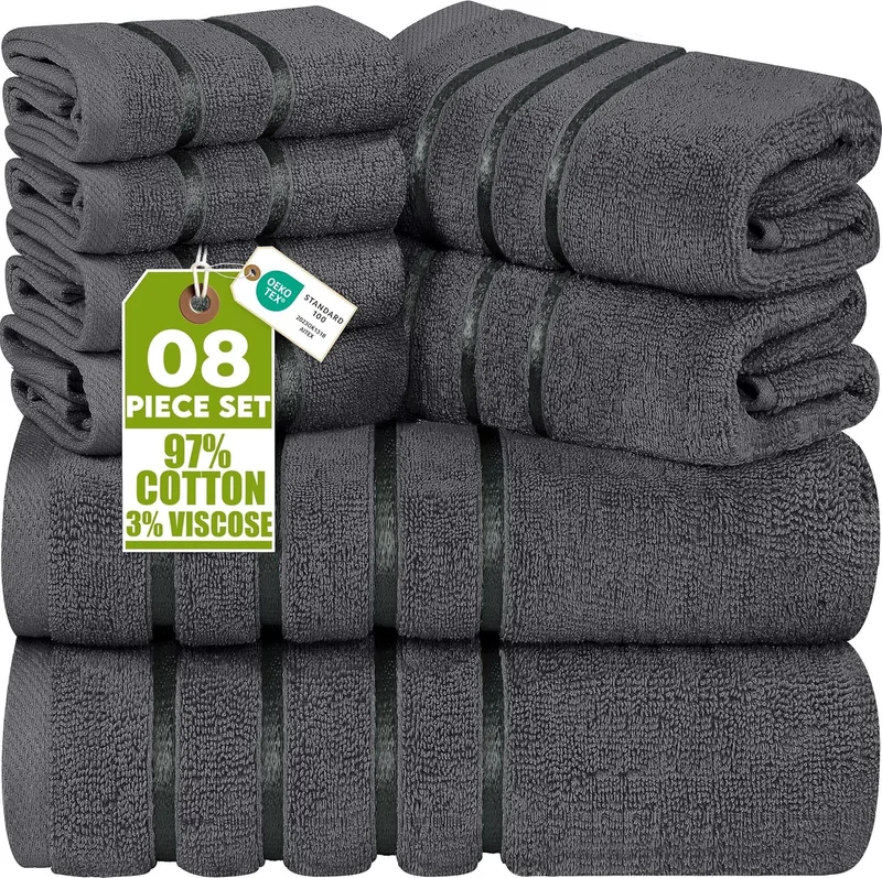 Utopia Towels ▫️ Conjunto de toalhas de banho de 8 peças (cinzento)