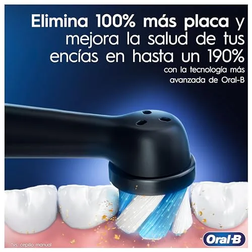 Oral-B ▫️ Escovas de dentes elétricas iO 8 (embalagem de 2) – 2 cabos recarregáveis, tecnologia magnética, ecrã a cores, 4 cabeças de escova, estojo de viagem, presentes originais para mulher e homem, preto e violeta 2
