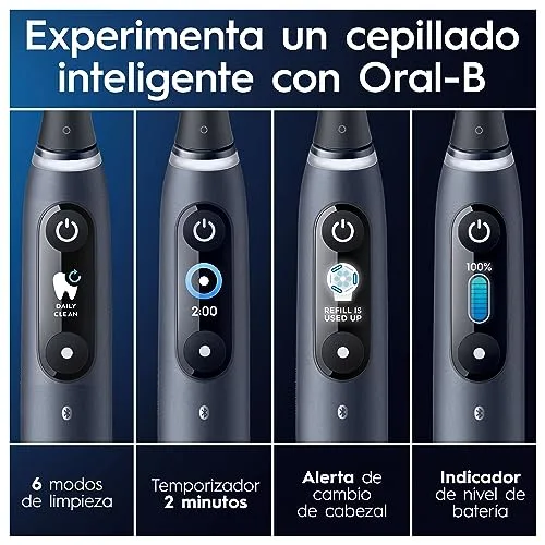 Oral-B ▫️ Escovas de dentes elétricas iO 8 (embalagem de 2) – 2 cabos recarregáveis, tecnologia magnética, ecrã a cores, 4 cabeças de escova, estojo de viagem, presentes originais para mulher e homem, preto e violeta 5