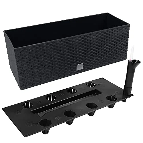 WELL HOME MOBILIARIO & DECORACIÓN ▫️ WELL HOME MOBILIÁRIO & DECORAÇÃO 2 floreiras retangulares de 17 litros com sistema de rega automática, cor preta, 52 x 20 x 19 cm 3