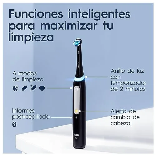 Oral-B ▫️ Escova de dentes elétrica iO 4N com cabo recarregável, 1 cabeça de escova e estojo de viagem, concebida pela Braun - Preto 3