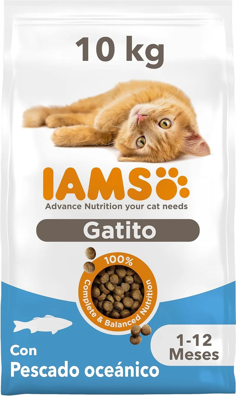 IAMS ▫️ Ração Seca para Gatinhos de 1 a 12 meses, Peixe do oceano, 10 kg