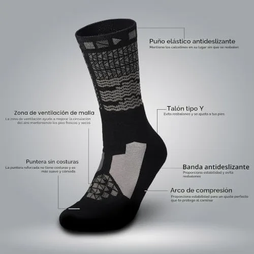 Topactive ▫️ Meias desportivas altas para trail running, caminhadas, ciclismo e crossfit, respiráveis, anti-bolhas e com almofada – 3 pares 2