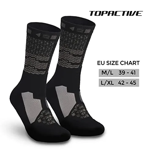 Topactive ▫️ Meias desportivas altas para trail running, caminhadas, ciclismo e crossfit, respiráveis, anti-bolhas e com almofada – 3 pares 3