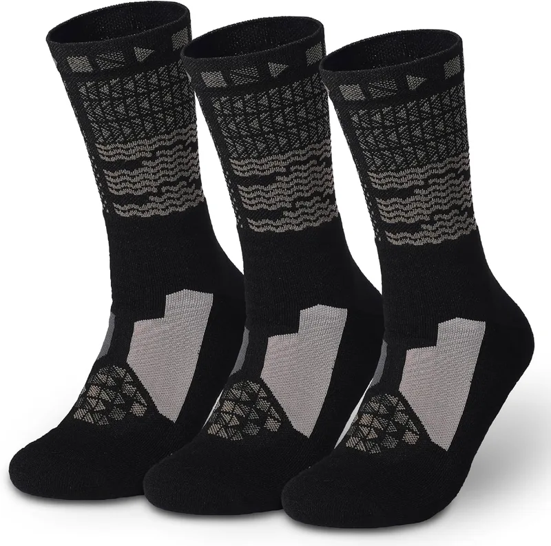 Topactive ▫️ Meias desportivas altas para trail running, caminhadas, ciclismo e crossfit, respiráveis, anti-bolhas e com almofada – 3 pares