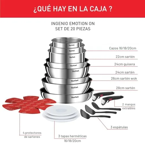 Tefal ▫️ Ingenio Emotion - Conjunto de 8 peças + 12 acessórios, aço inoxidável 2