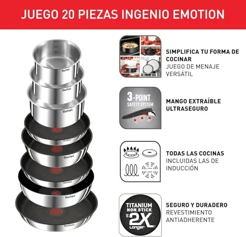 Tefal ▫️ Ingenio Emotion - Conjunto de 8 peças + 12 acessórios, aço inoxidável 3