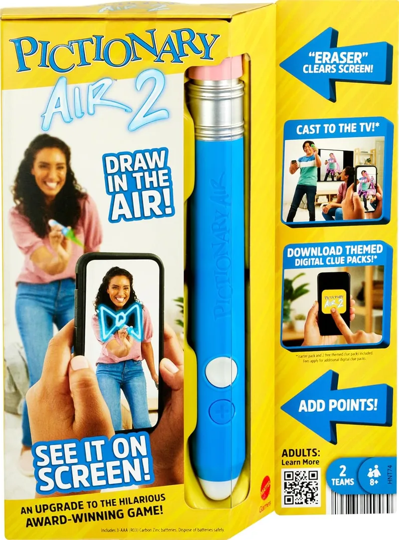 Mattel Games ▫️ Pictionary Air, veja o que desenha no ecrã, jogo de tabuleiro familiar +8 anos (Mattel HNT74)