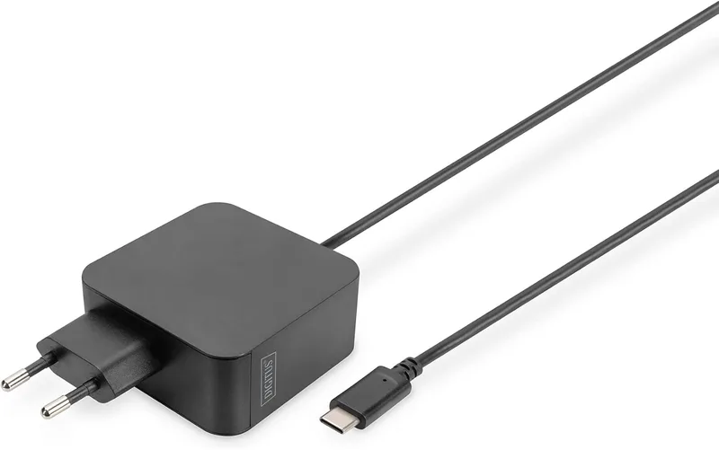DIGITUS ▫️ Carregador 65 W - com cabo de carregamento USB-C - Carregador rápido Power Delivery (PD 3.0) - para MacBook Pro/Air, Lenovo, ThinkPad, HP, DELL, ASUS, Acer e dispositivos móveis - Preto