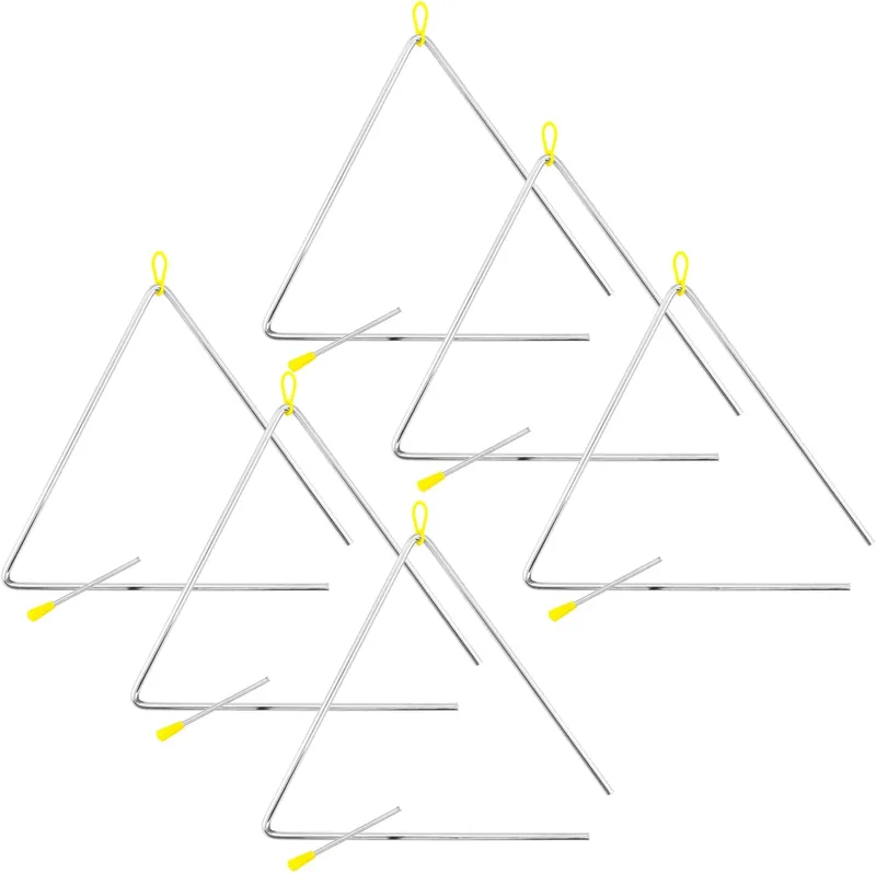 Tiger ▫️ TRI28-6-MT - Instrumentos triangulares Samba de 12 polegadas, triângulos de aço resistentes com baquetas metálicas, ideais para uso escolar, em bandas ou em casa, embalagem de 6 | Triângulos de aço resistentes com baquetas metálicas, ideais para a escola, bandas ou uso doméstico, embalagem