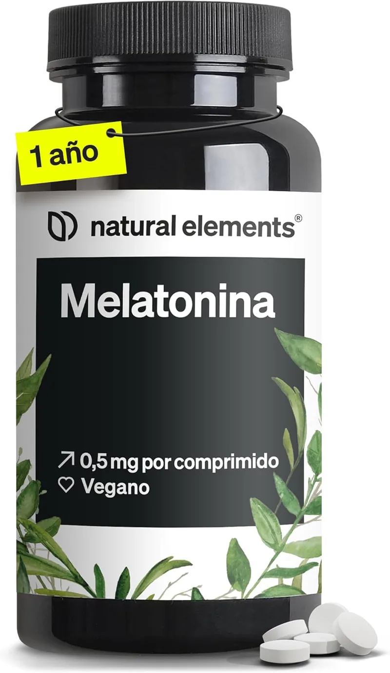 natural elements ▫️ Melatonin 365 comprimidos (1 ano de fornecimento) - Suplemento de melatonina pura para o jet lag e insónias - Dosagem elevada para um sono de qualidade - Testado em laboratório